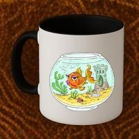 Bowl with Goldfish Cartoon Coffee Mug thumb 2