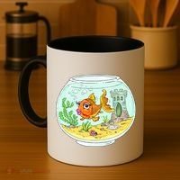 Bowl with Goldfish Cartoon Coffee Mug thumb 4