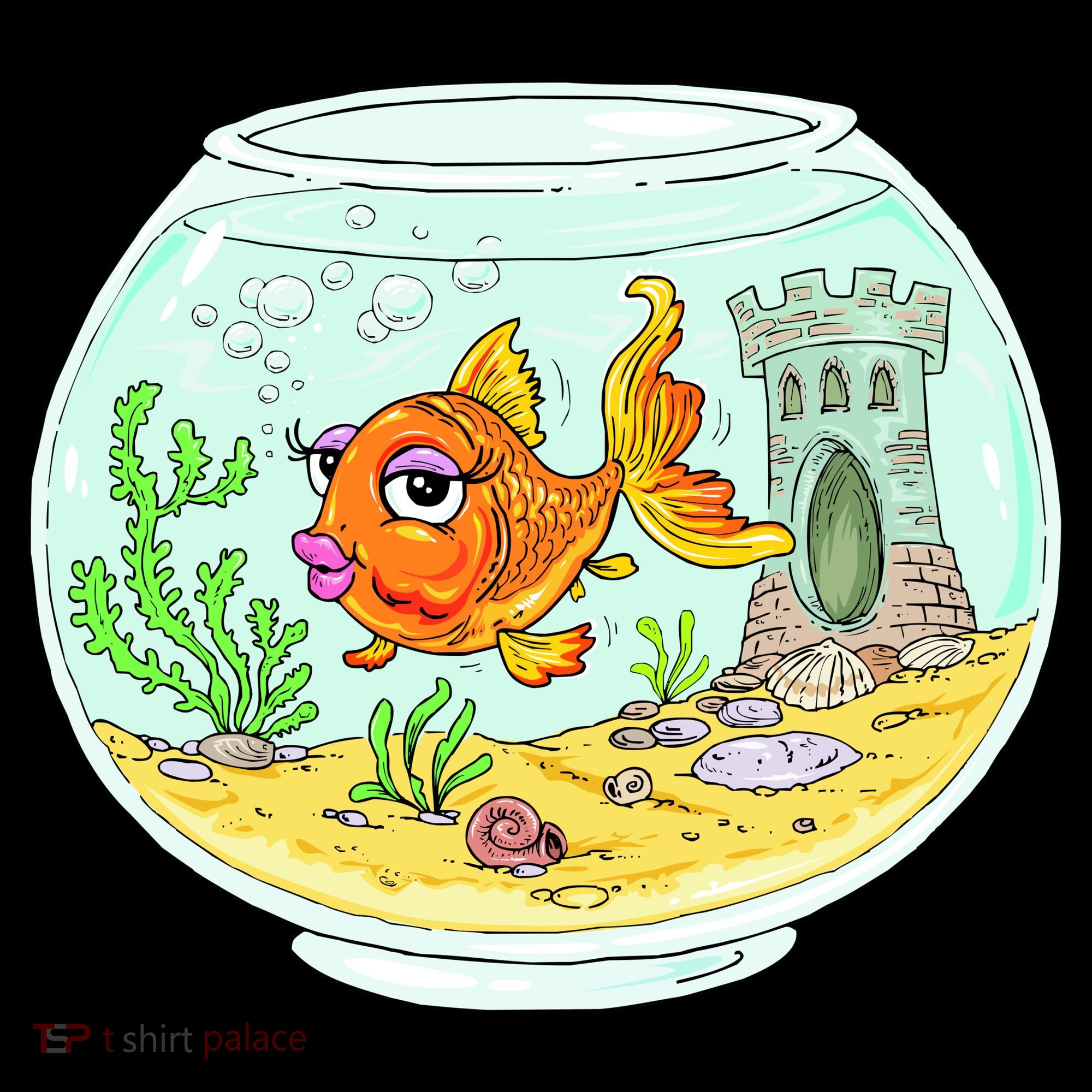 Bowl with Goldfish Cartoon Women's Hoodie