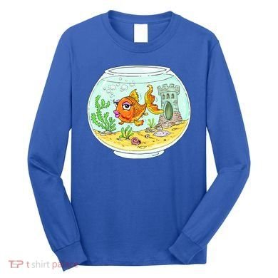 Bowl with Goldfish Cartoon Long Sleeve Shirt