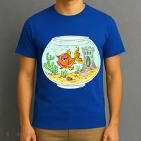 Bowl with Goldfish Cartoon T-Shirt thumb 3