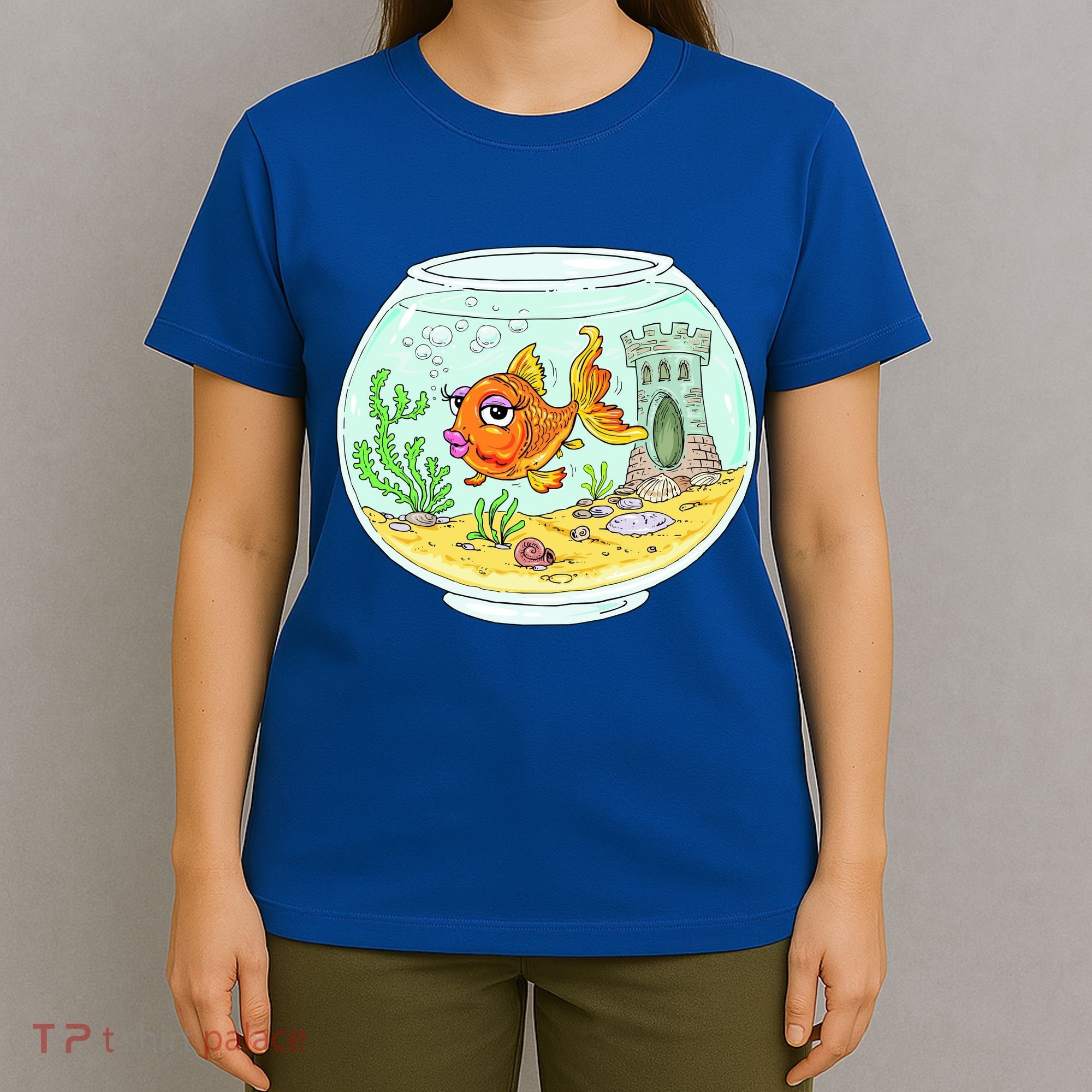 Bowl with Goldfish Cartoon T-Shirt