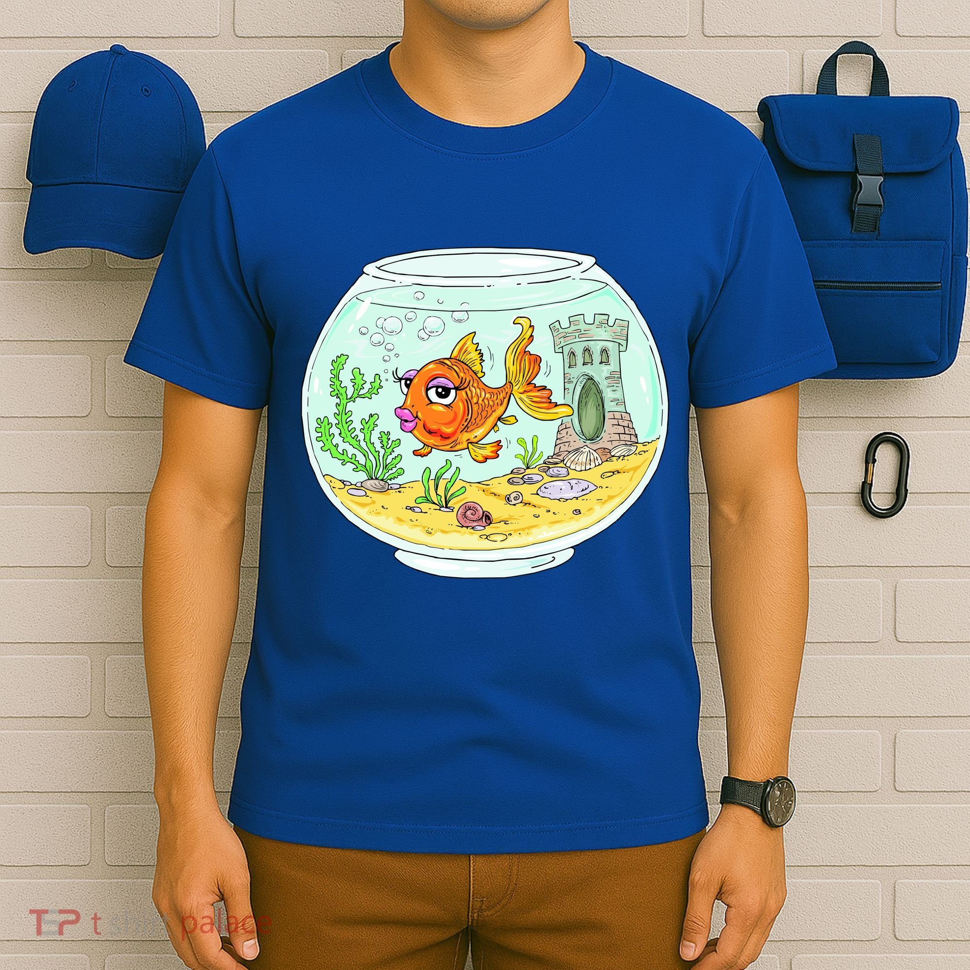 Bowl with Goldfish Cartoon T-Shirt