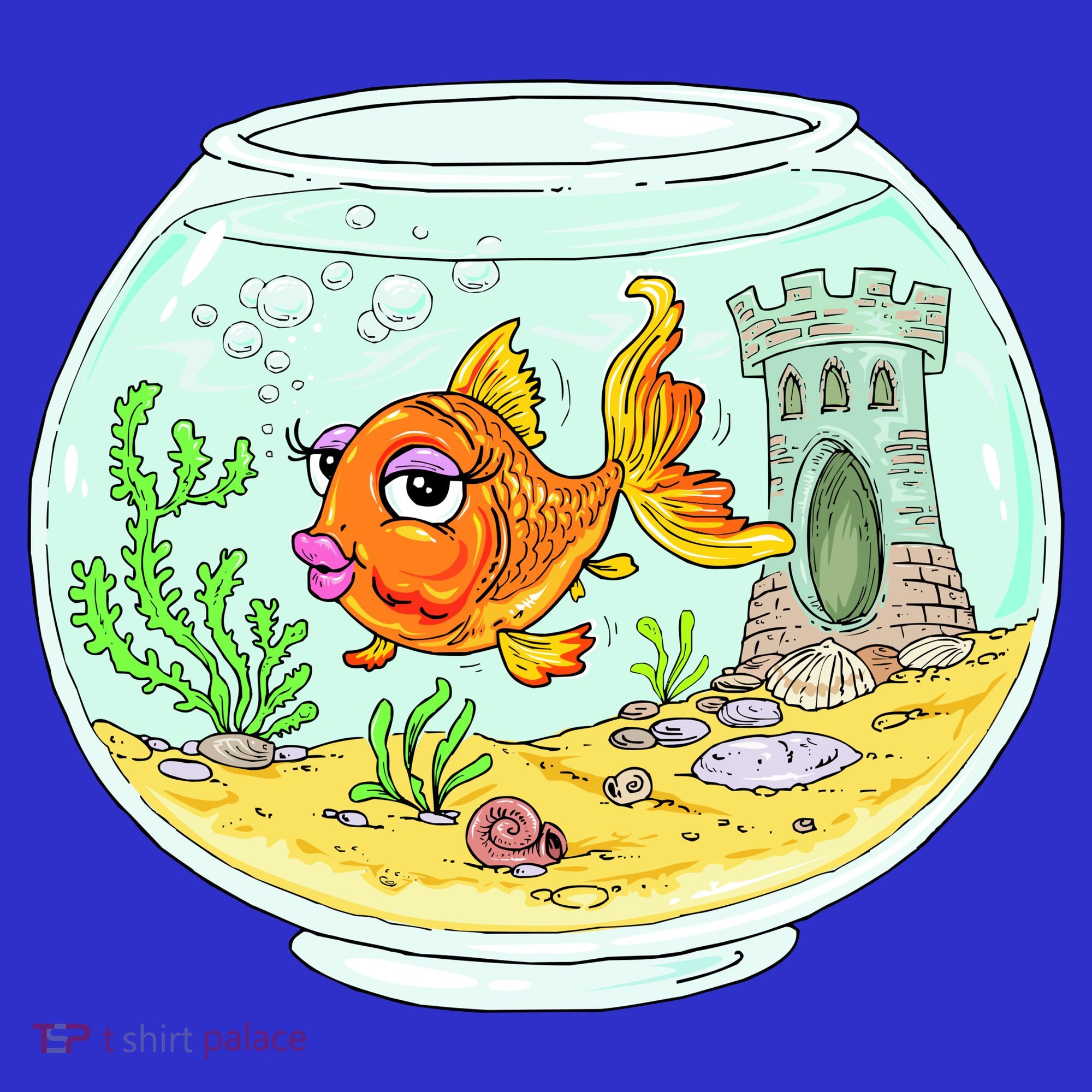 Bowl with Goldfish Cartoon Coaster