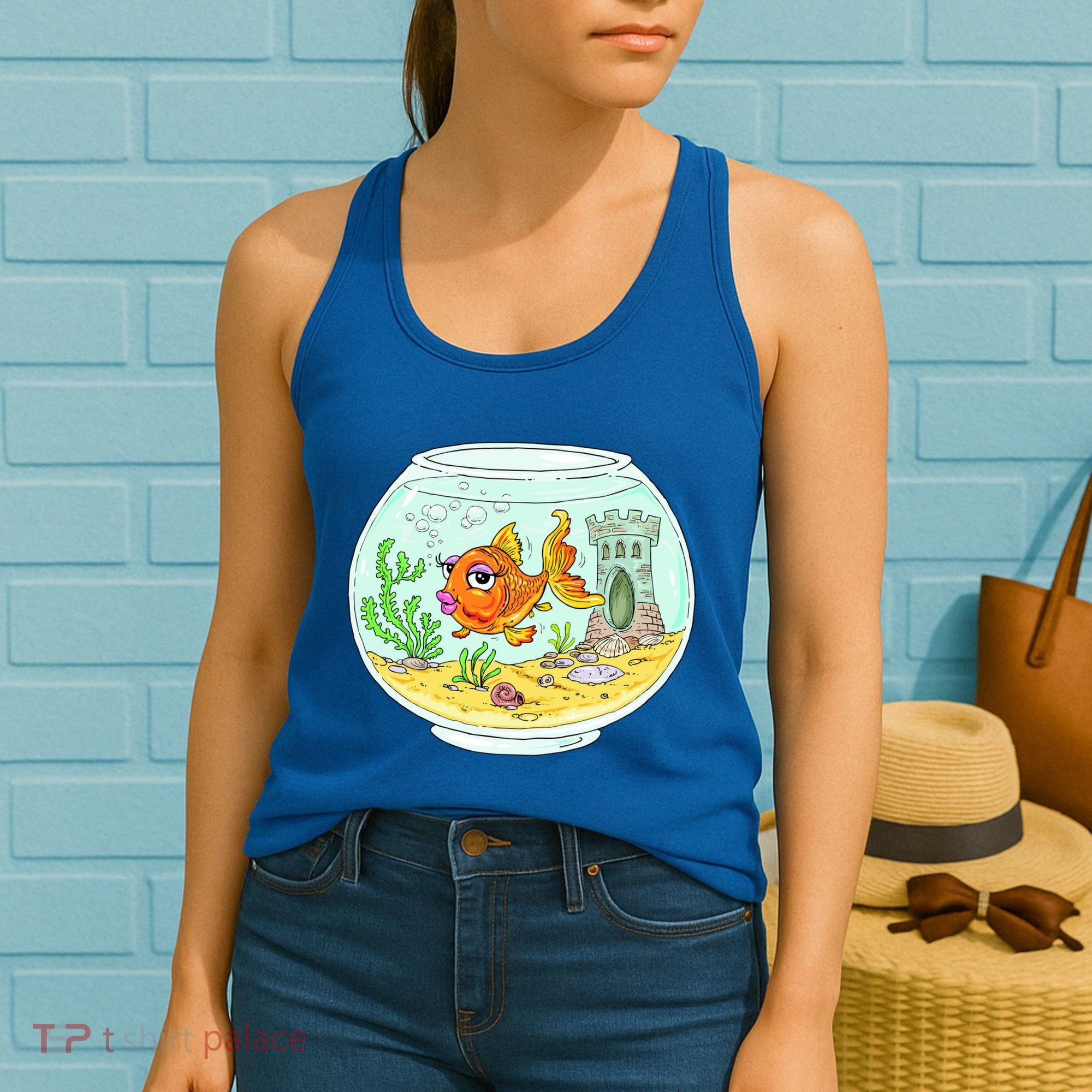 Bowl with Goldfish Cartoon Women's Tank Top