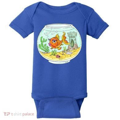 Bowl with Goldfish Cartoon Baby Bodysuit