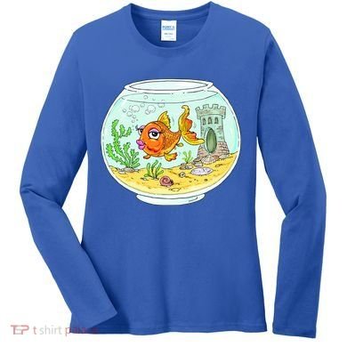 Bowl with Goldfish Cartoon Women's Long Sleeve Shirt