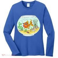 Bowl with Goldfish Cartoon Women's Long Sleeve Shirt thumb 0