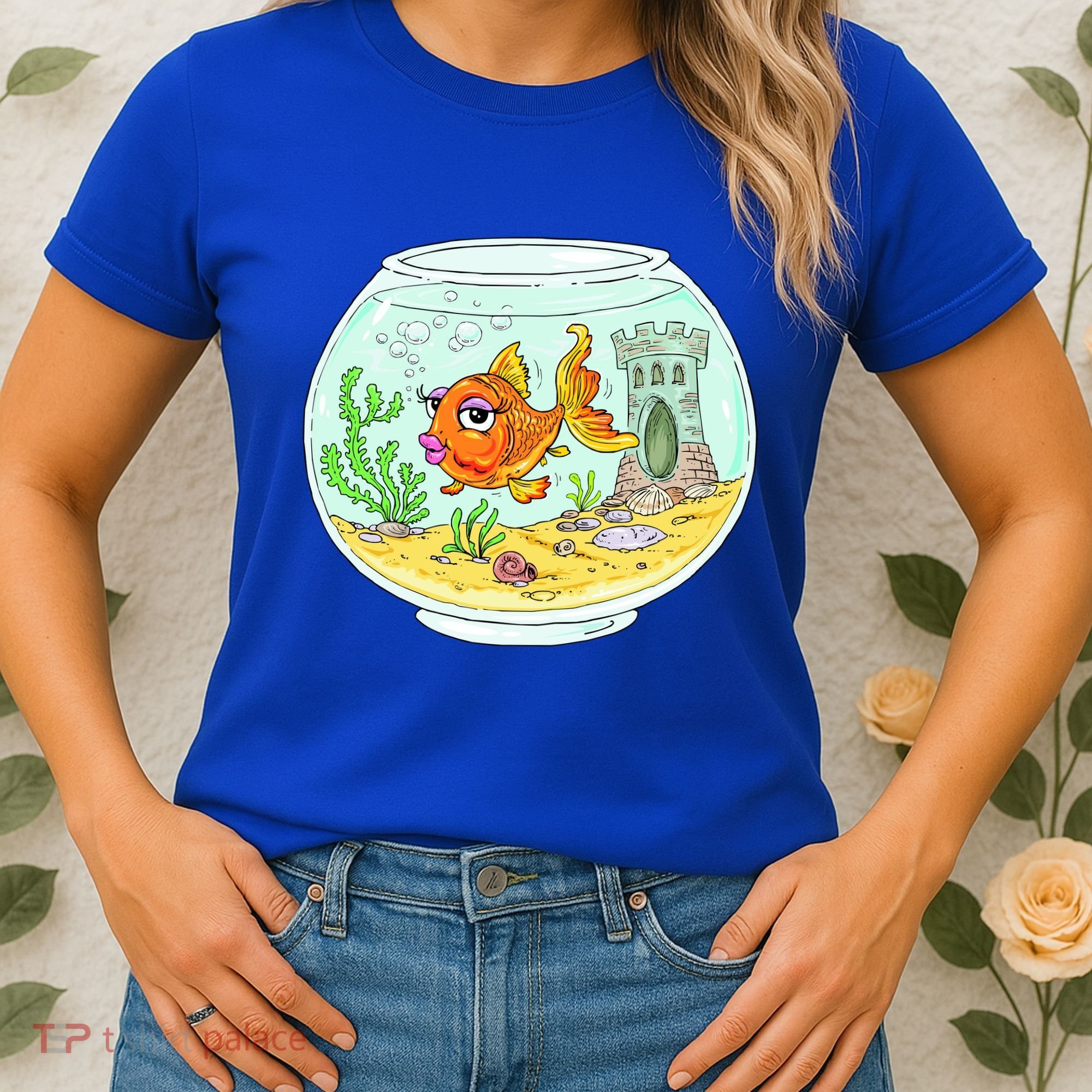 Bowl with Goldfish Cartoon Women's T-Shirt