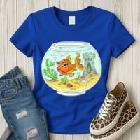 Bowl with Goldfish Cartoon Women's T-Shirt thumb 3