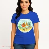 Bowl with Goldfish Cartoon Women's T-Shirt thumb 4