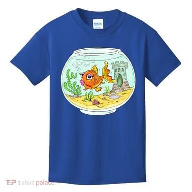 Bowl with Goldfish Cartoon Kids T-Shirt