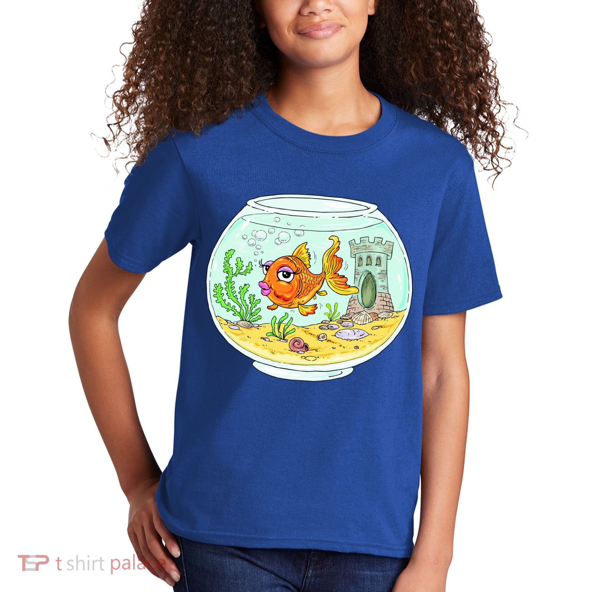 Bowl with Goldfish Cartoon Kids T-Shirt
