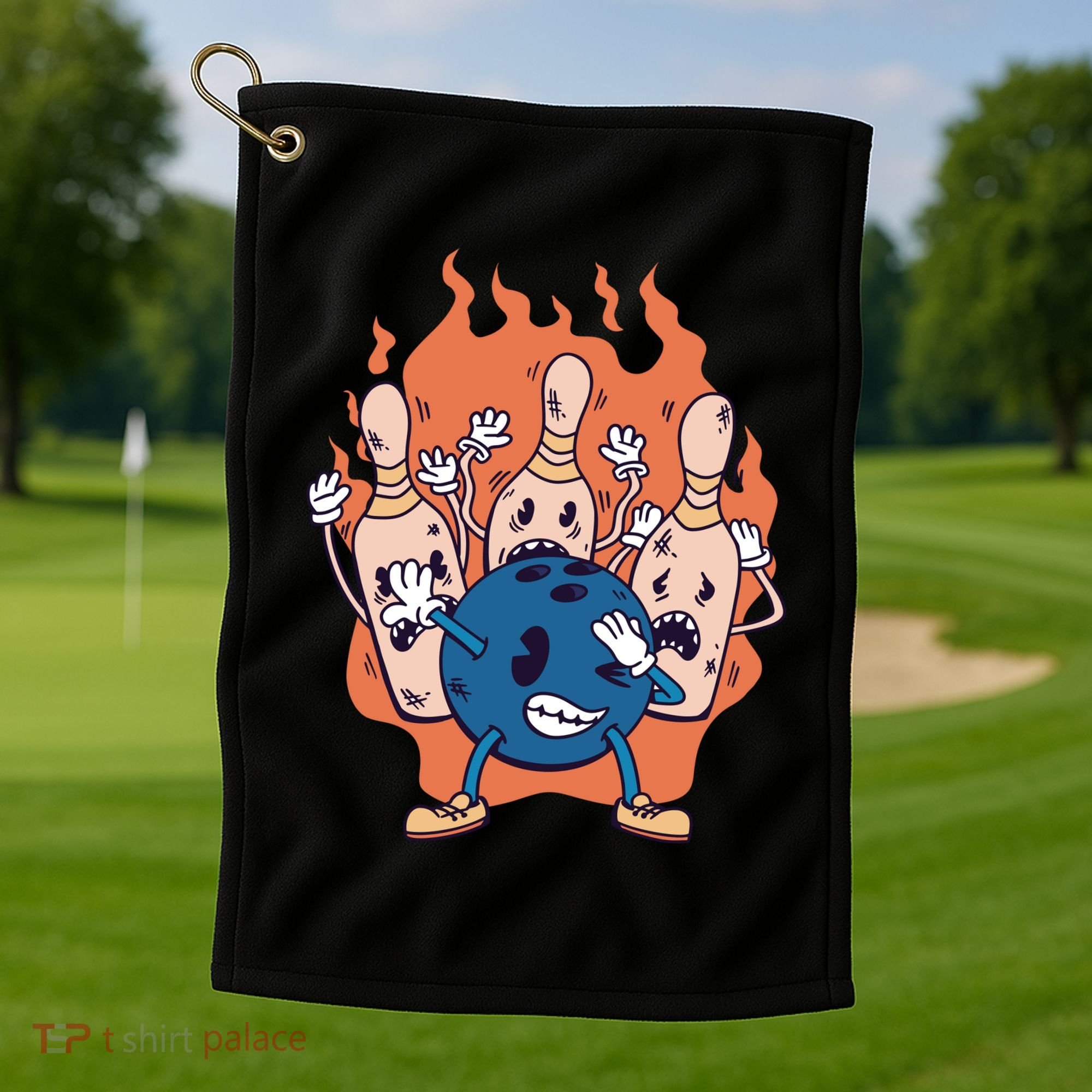 Bowling Ball And Pins Dabbing Golf Towel