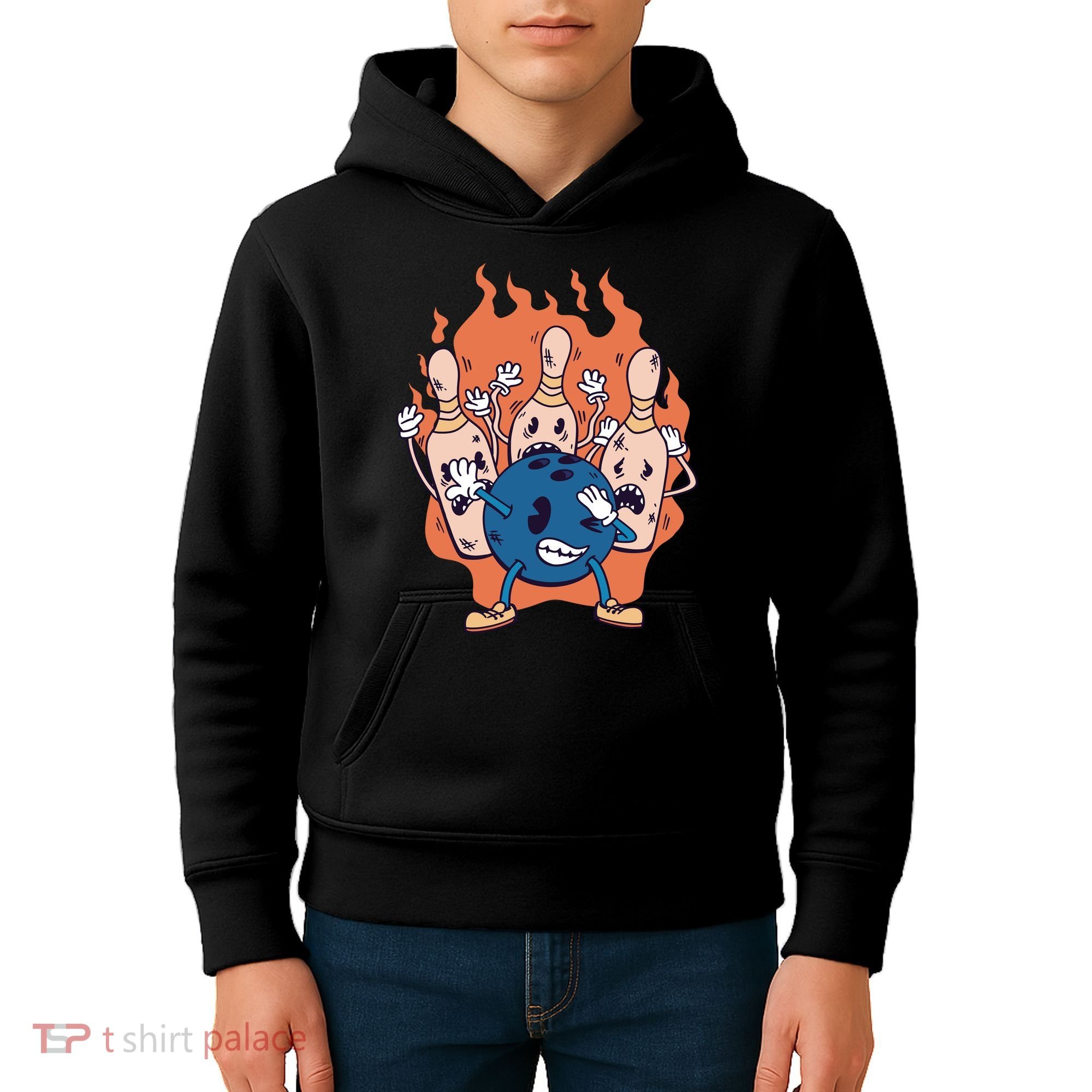 Bowling Ball And Pins Dabbing Kids Hoodie