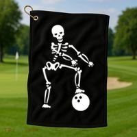 Bowling Ball Floss like A Boss Skeleton Golf Towel thumb 1
