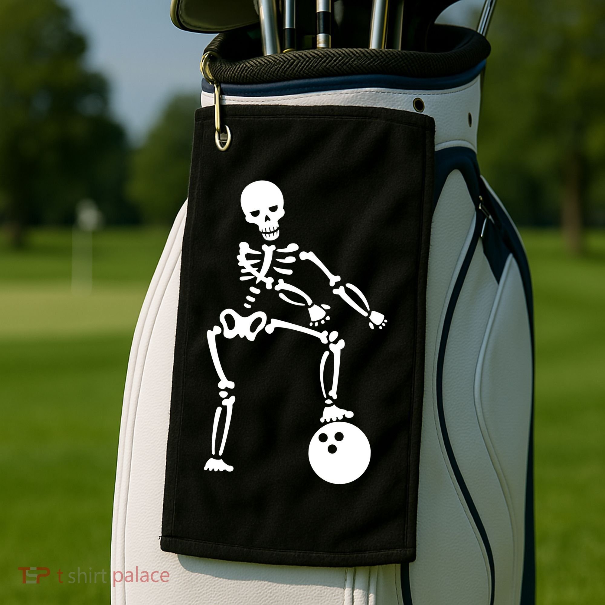 Bowling Ball Floss like A Boss Skeleton Golf Towel