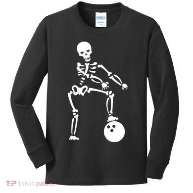 Bowling Ball Floss like A Boss Skeleton Kids Long Sleeve Shirt