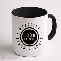 Back Print 1000lb Club Powerlifting Barbell Strong Novelty Cool Gift Coffee Mug thumb 1
