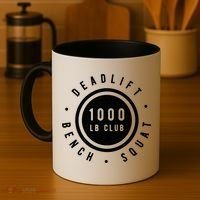 Back Print 1000lb Club Powerlifting Barbell Strong Novelty Cool Gift Coffee Mug thumb 4