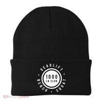 Back Print 1000lb Club Powerlifting Barbell Strong Novelty Cool Gift Beanie thumb 0