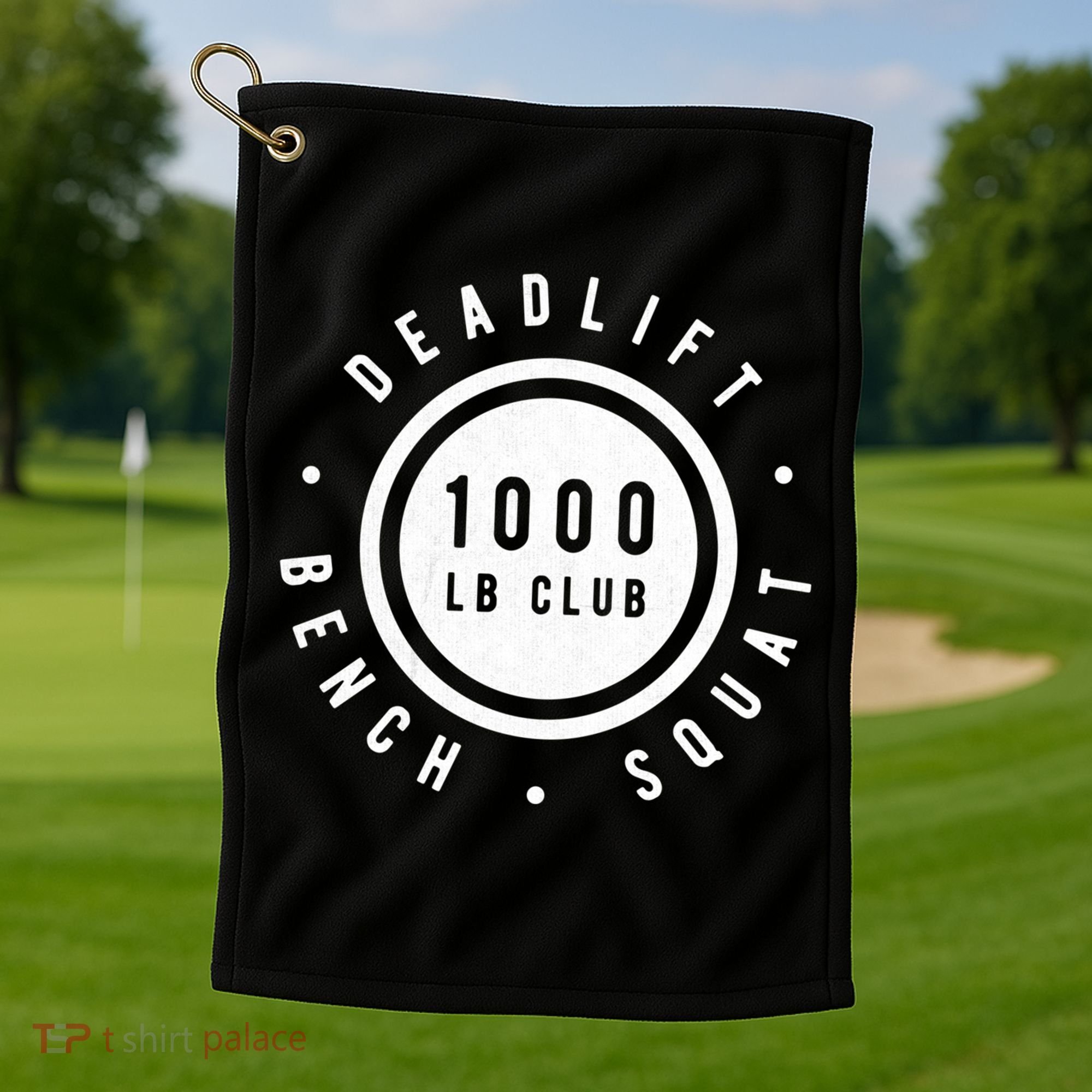 Back Print 1000lb Club Powerlifting Barbell Strong Novelty Cool Gift Golf Towel