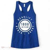 Back Print 1000lb Club Powerlifting Barbell Strong Novelty Cool Gift Women's Tank Top thumb 0