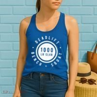 Back Print 1000lb Club Powerlifting Barbell Strong Novelty Cool Gift Women's Tank Top thumb 2