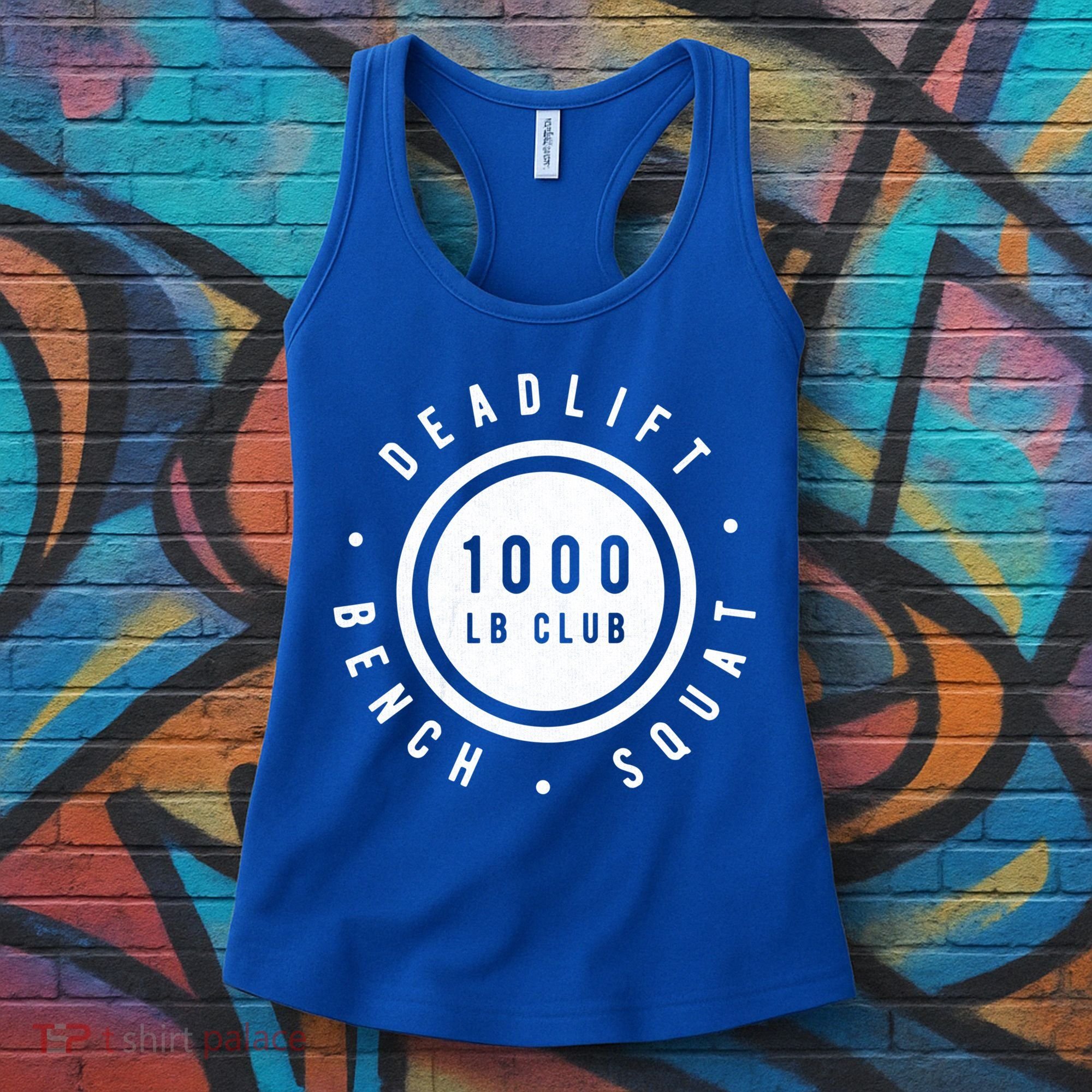 Back Print 1000lb Club Powerlifting Barbell Strong Novelty Cool Gift Women's Tank Top