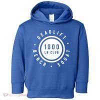 Back Print 1000lb Club Powerlifting Barbell Strong Novelty Cool Gift Toddler Hoodie thumb 0