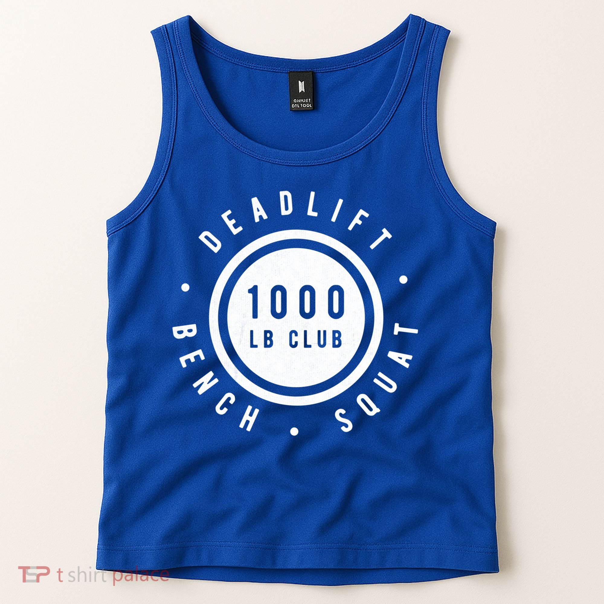Back Print 1000lb Club Powerlifting Barbell Strong Novelty Cool Gift Tank Top