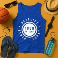 Back Print 1000lb Club Powerlifting Barbell Strong Novelty Cool Gift Tank Top thumb 4