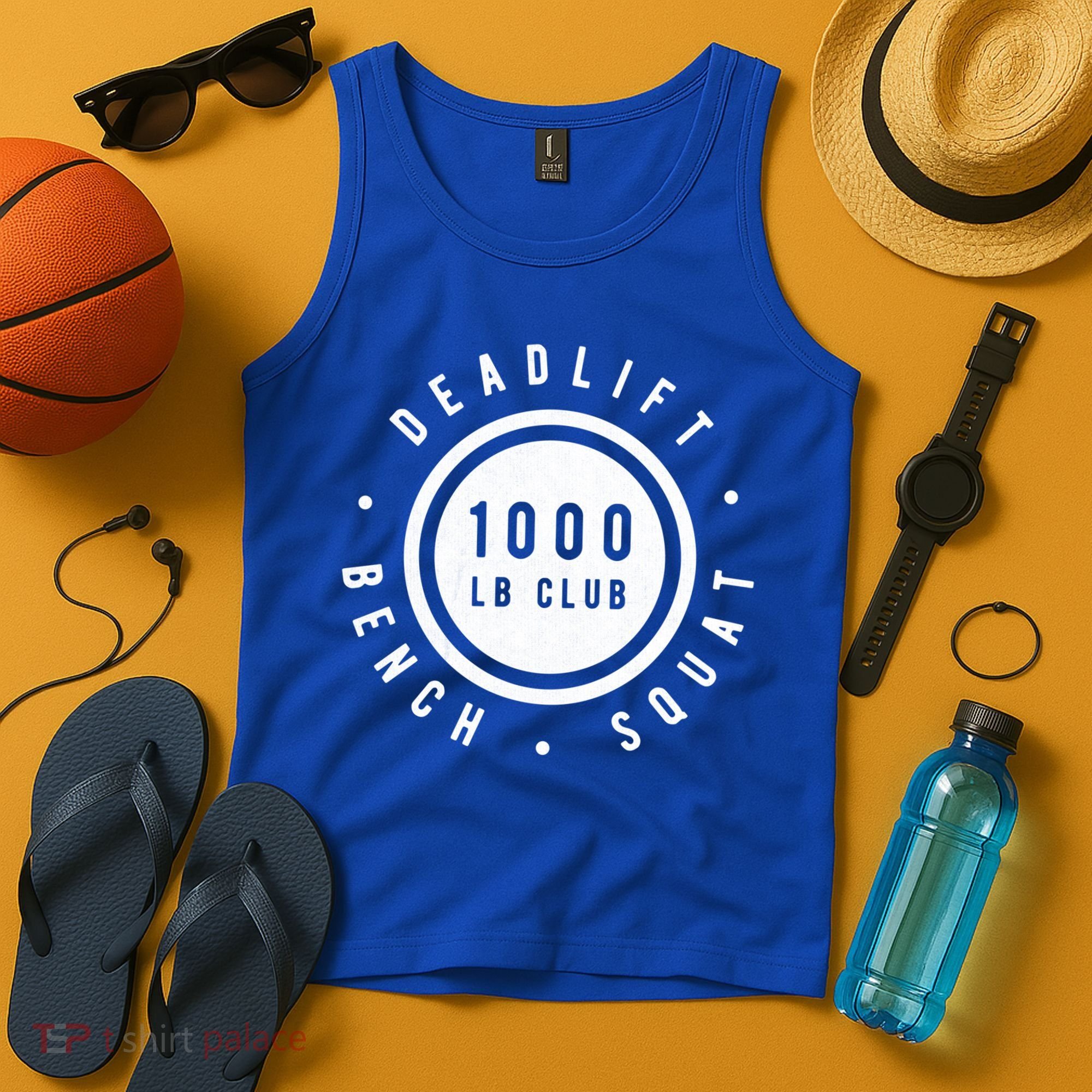 Back Print 1000lb Club Powerlifting Barbell Strong Novelty Cool Gift Tank Top