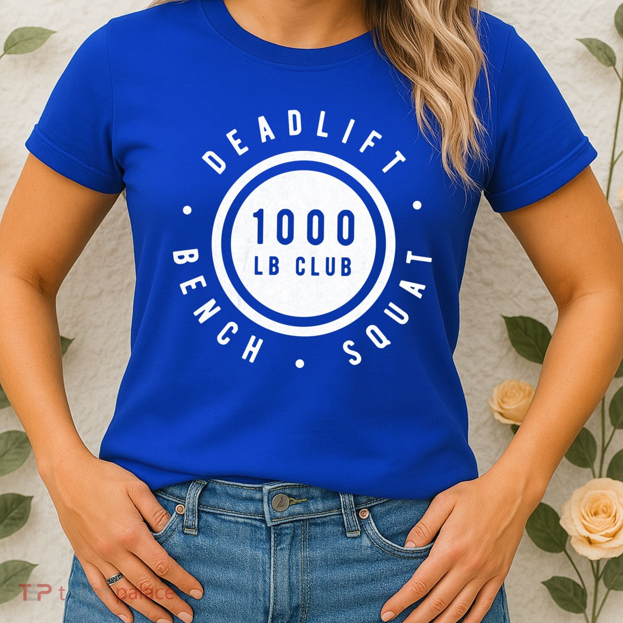 Back Print 1000lb Club Powerlifting Barbell Strong Novelty Cool Gift Women's T-Shirt
