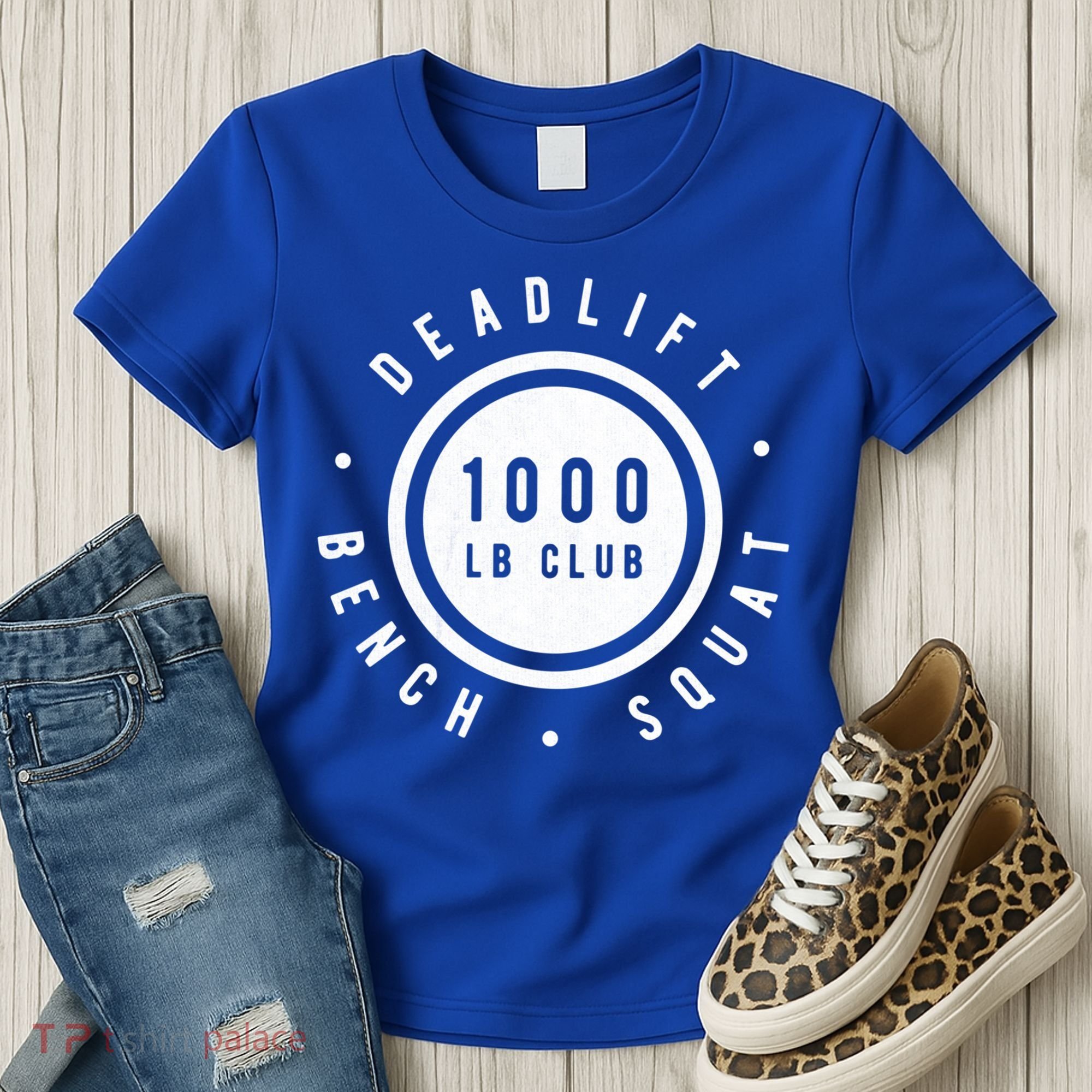 Back Print 1000lb Club Powerlifting Barbell Strong Novelty Cool Gift Women's T-Shirt
