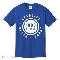 Back Print 1000lb Club Powerlifting Barbell Strong Novelty Cool Gift Kids T-Shirt thumb 0