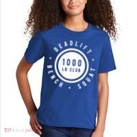 Back Print 1000lb Club Powerlifting Barbell Strong Novelty Cool Gift Kids T-Shirt thumb 2