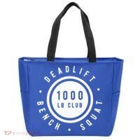 Back Print 1000lb Club Powerlifting Barbell Strong Novelty Cool Gift Tote Bag thumb 0
