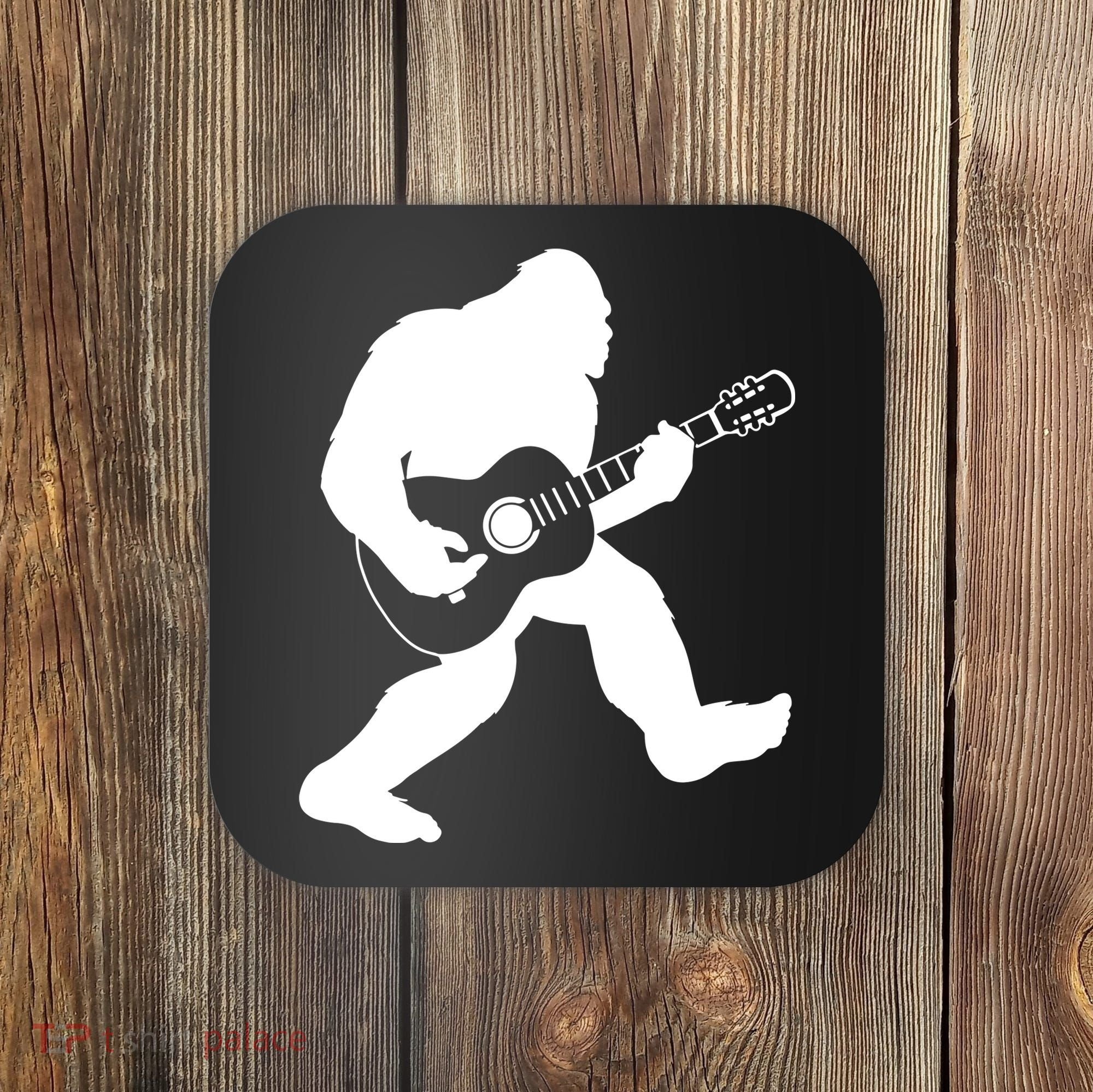 Bigfoot Playing Acoustic Guitar Coaster