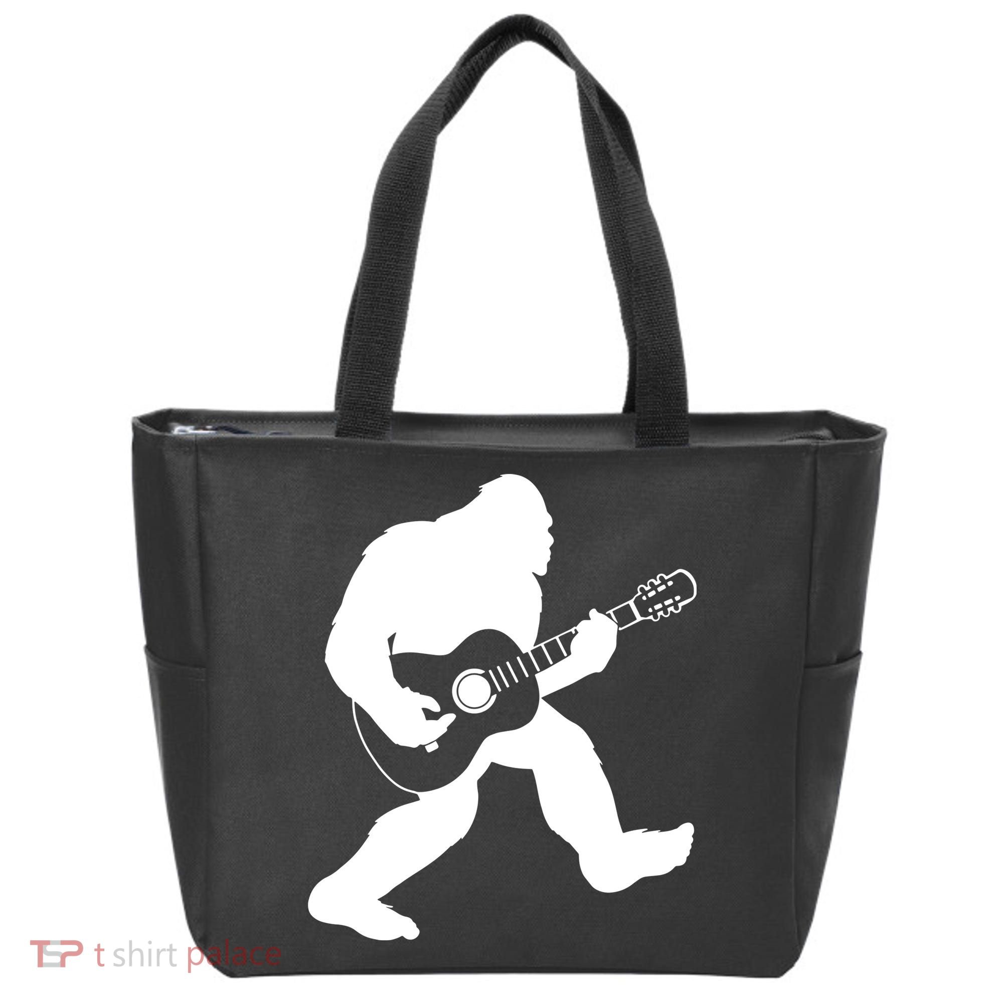 Bigfoot Playing Acoustic Guitar Tote Bag