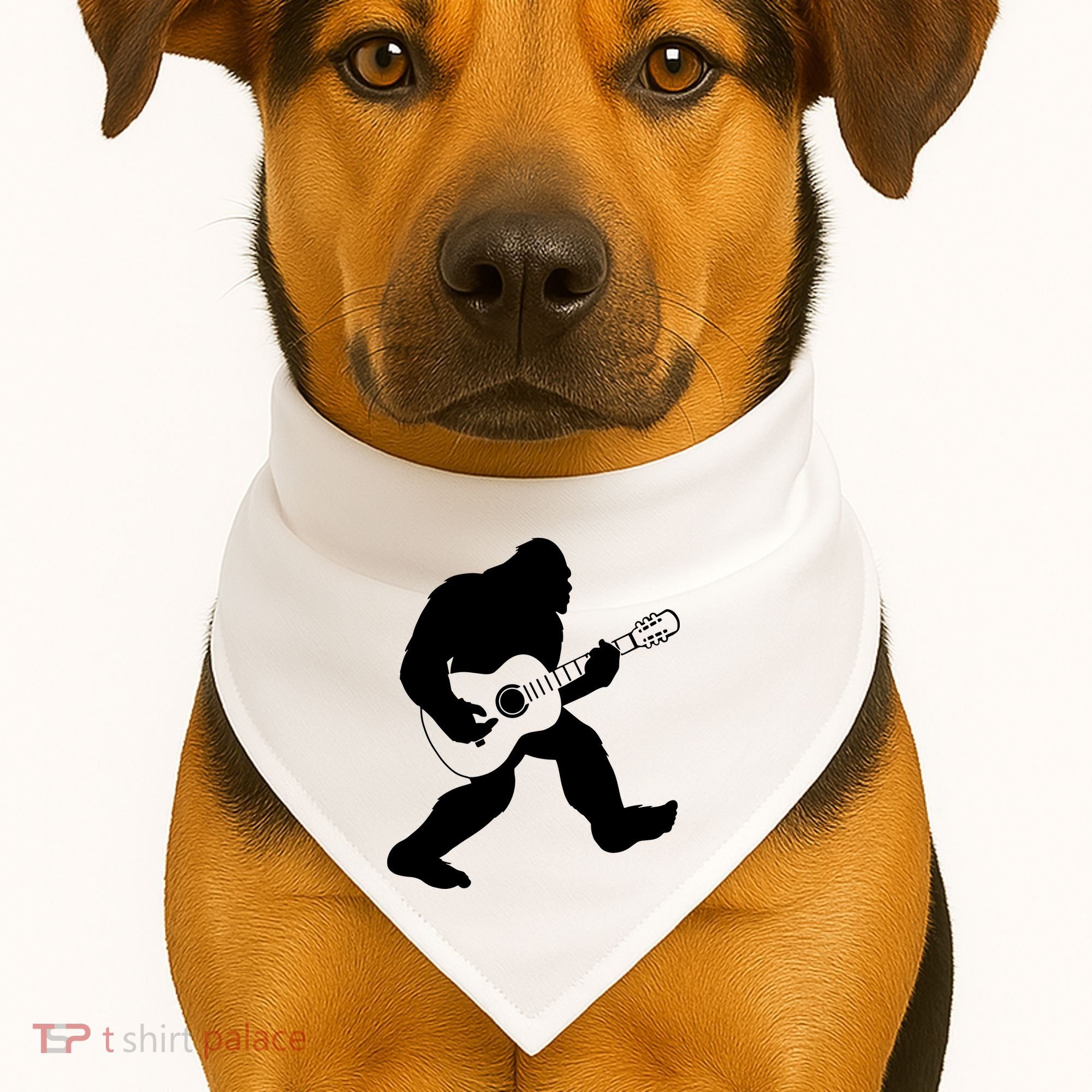 Bigfoot Playing Acoustic Guitar USA-Made Doggie Bandana