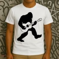 Bigfoot Playing Acoustic Guitar T-Shirt thumb 3