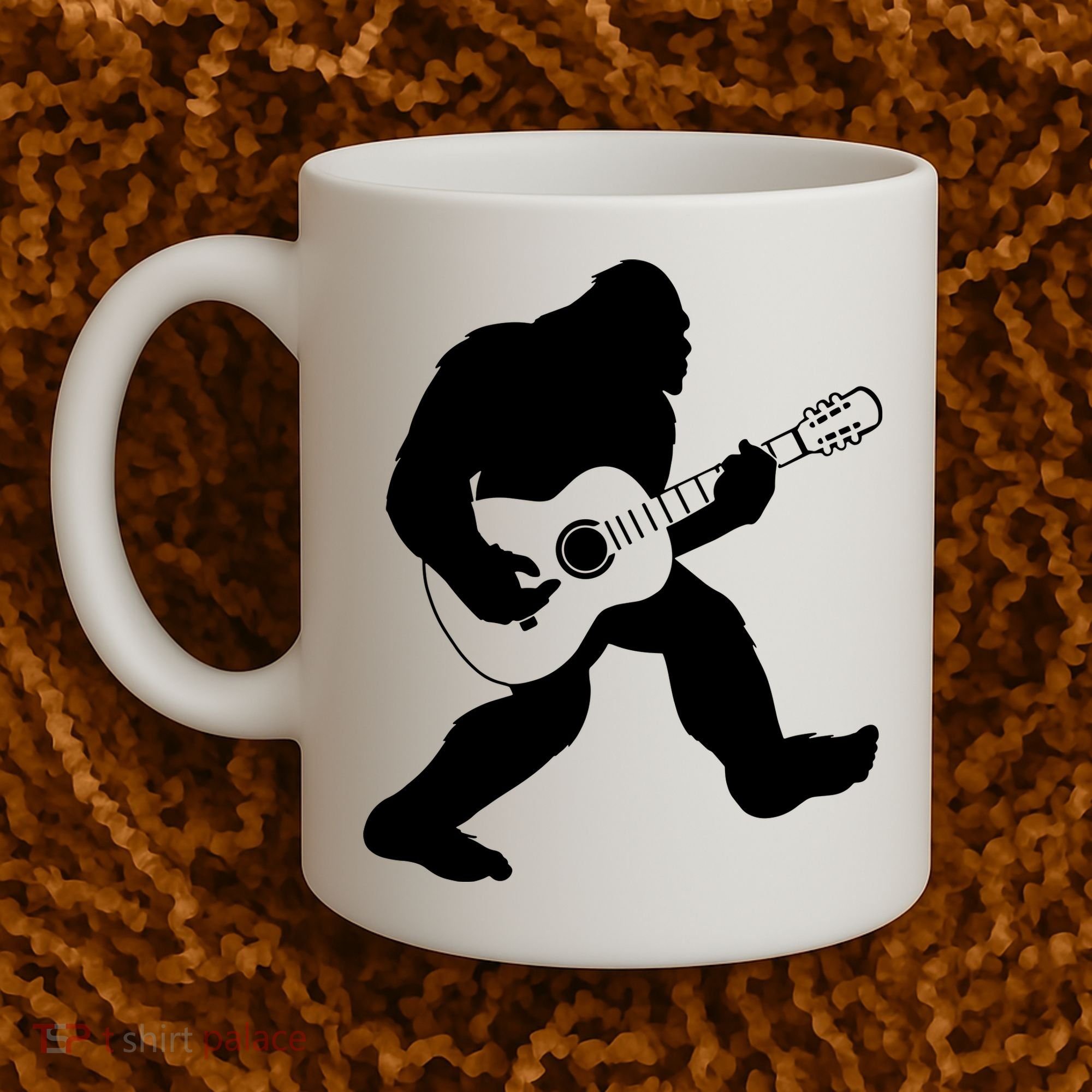 Bigfoot Playing Acoustic Guitar Coffee Mug