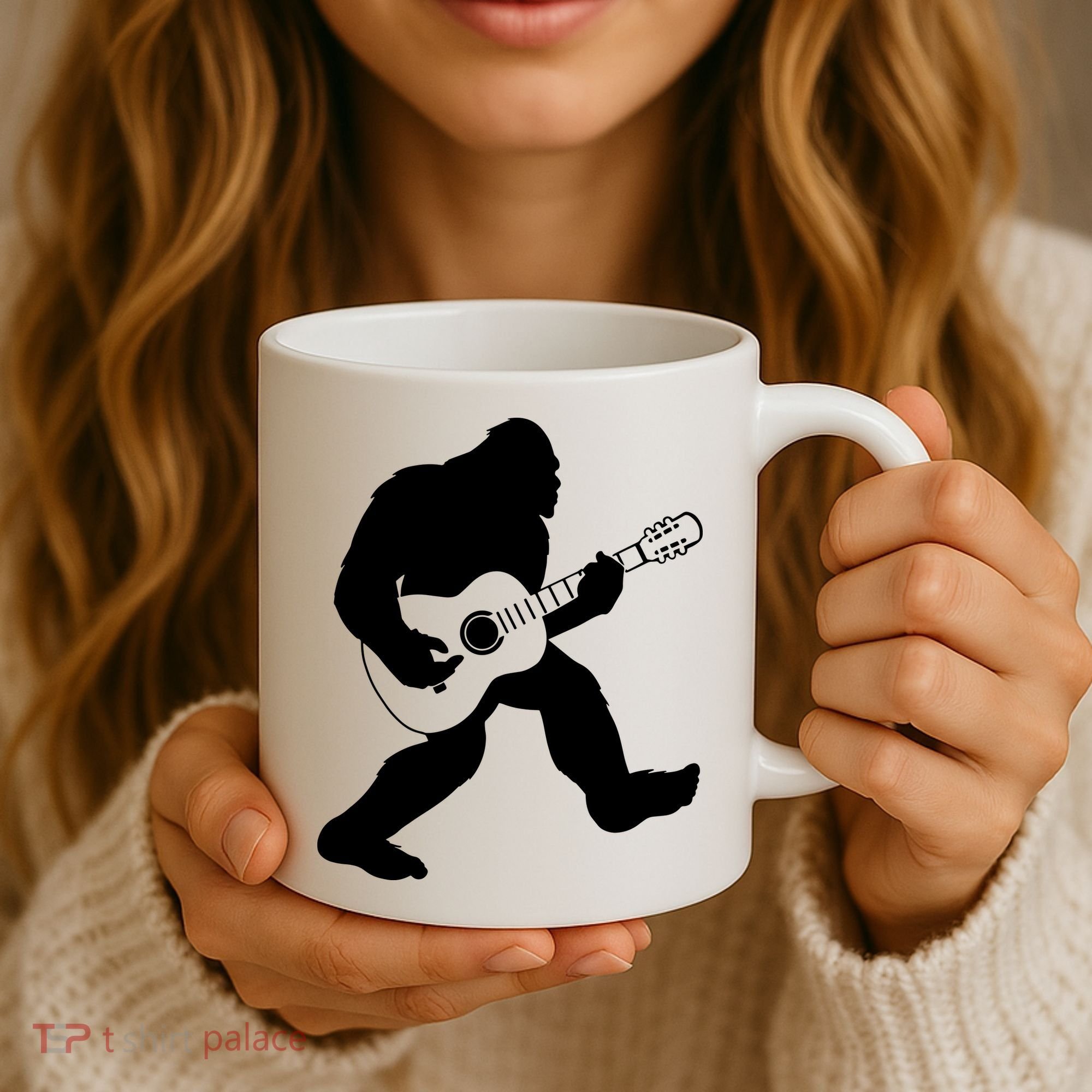 Bigfoot Playing Acoustic Guitar Coffee Mug