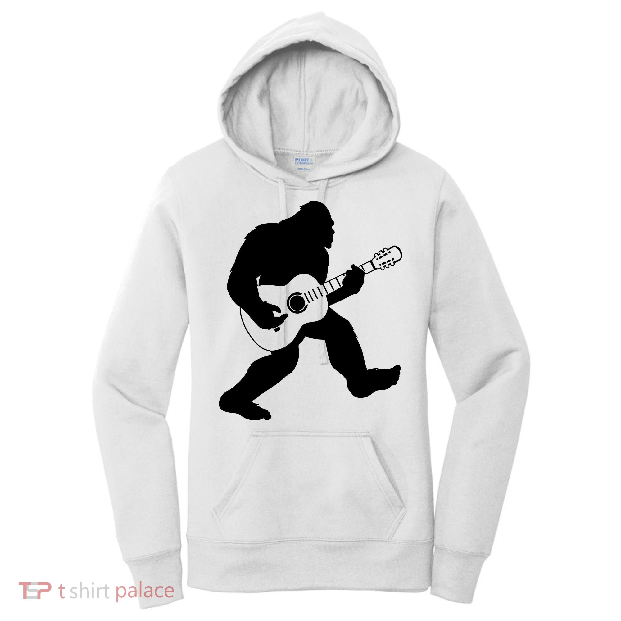 Bigfoot Playing Acoustic Guitar Women's Hoodie