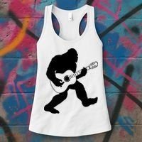 Bigfoot Playing Acoustic Guitar Women's Tank Top thumb 3