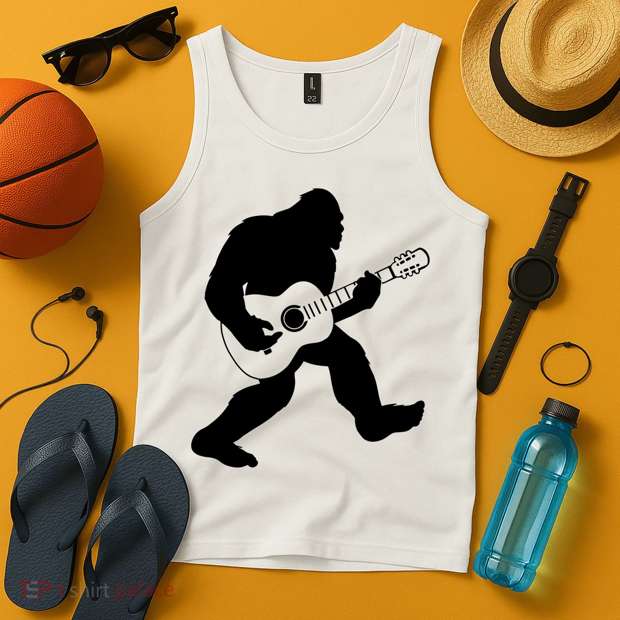Bigfoot Playing Acoustic Guitar Tank Top