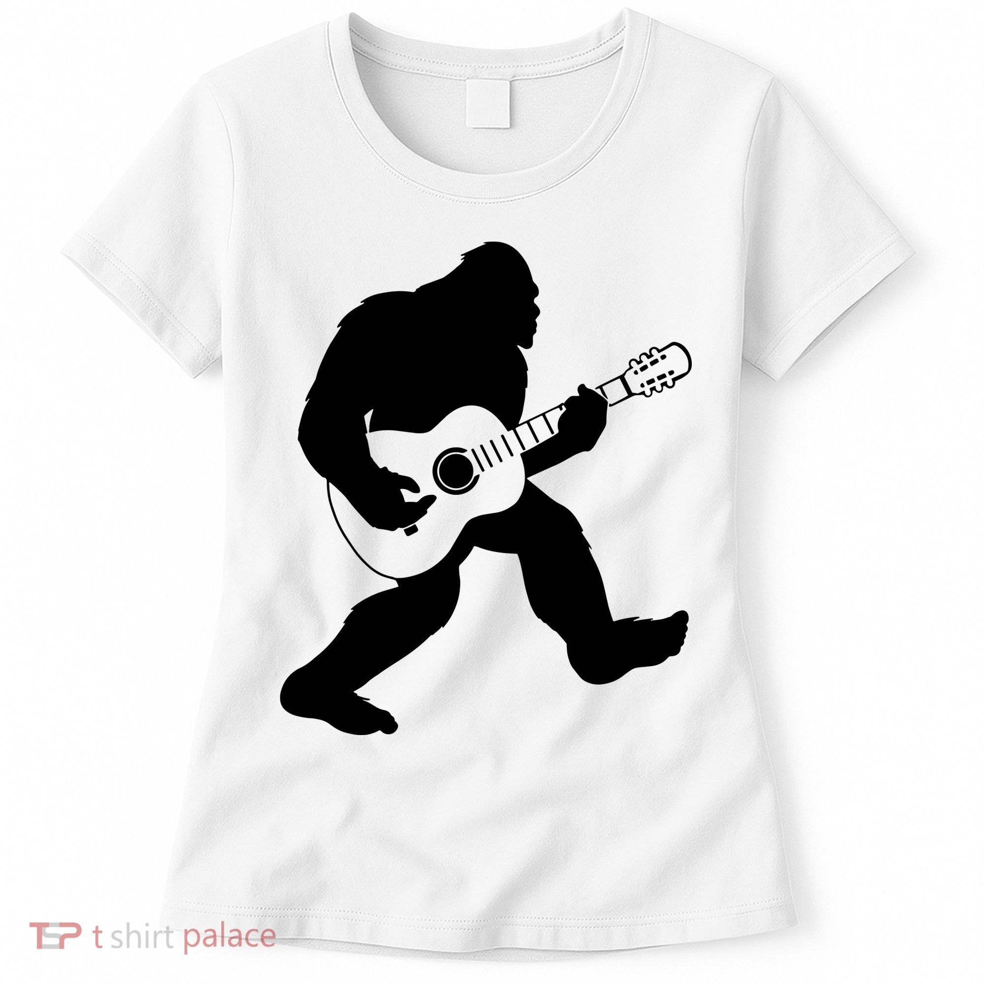 Bigfoot Playing Acoustic Guitar Women's T-Shirt