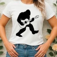 Bigfoot Playing Acoustic Guitar Women's T-Shirt thumb 2