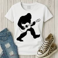 Bigfoot Playing Acoustic Guitar Women's T-Shirt thumb 3